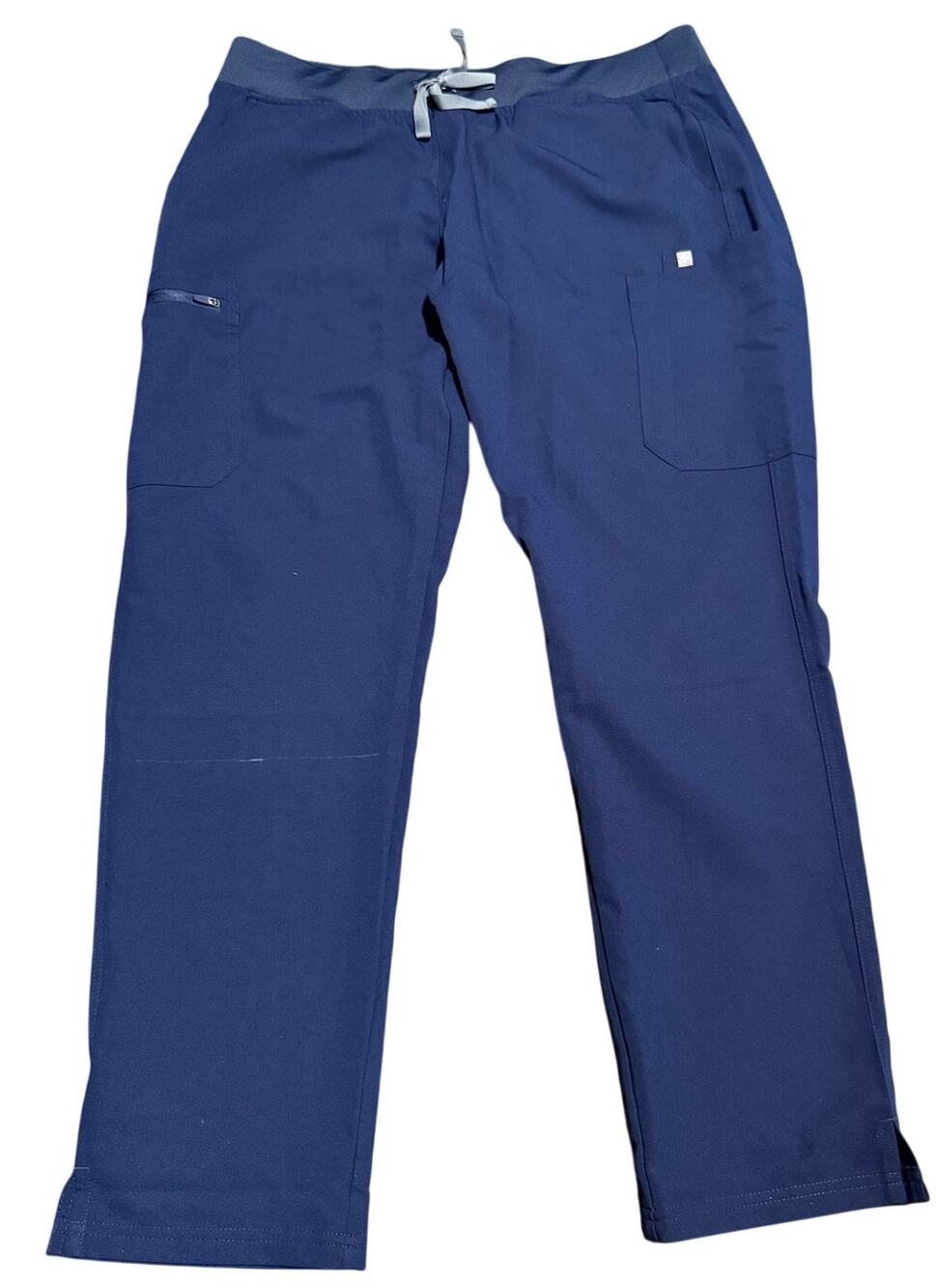 Figs Yola High Rise Skinny Scrub Pants, Navy Gray, Embroidered, Size XL, NWT